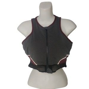 MPG Gray and Marron Zip Front Sports Bra Top Size Large